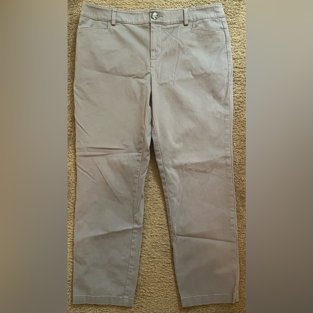 LOFT Charcoal Slim Straight Trousers